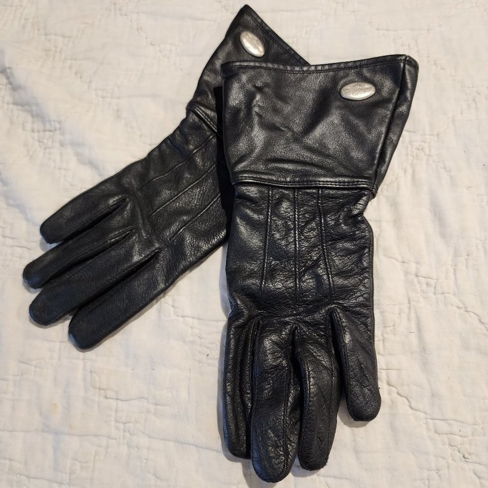 Vintage Harley Davidson Black Womens Riding Gloves